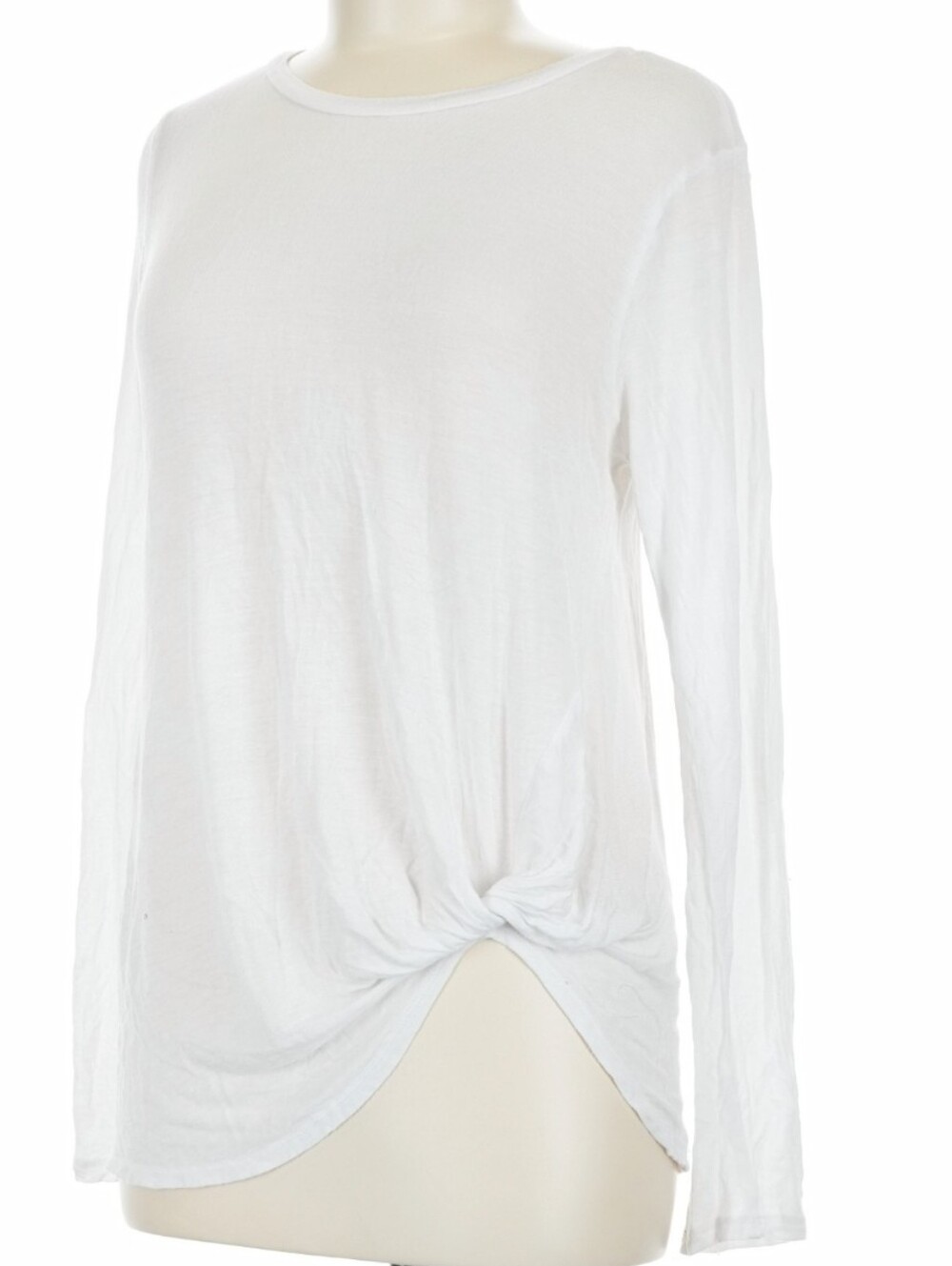 Tresics Long Sleeve Front Twist Crew Neck Top, M, White